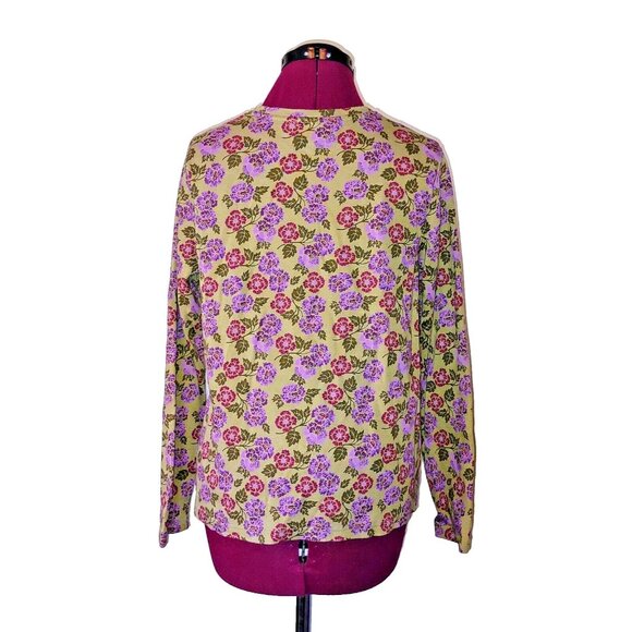 Croft & Barrow Knit Top Multicolor Womens Size Large Floral Print Long Sleeve - Picture 2 of 7